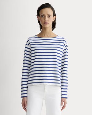 The Mariner Tee | Bone / Mazarine Blue