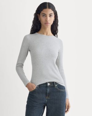The Luxe Rib Long-Sleeve Crew | Classic Heather Grey