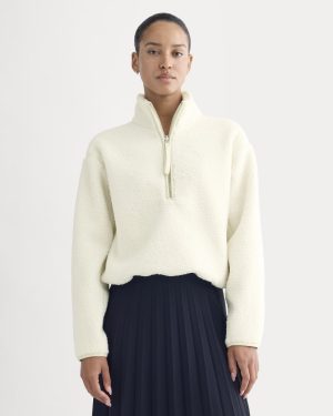 Reversible Teddy Half-Zip Pullover | Bone/Birch