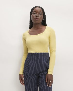 The Luxe Rib Long-Sleeve Scoop-Neck Tee | Raffia
