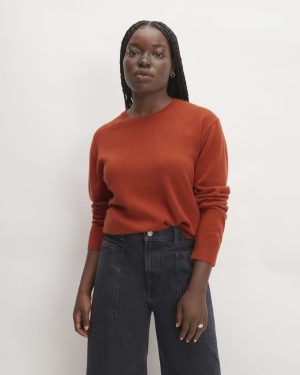 The Classic Crew in Cashmere | Rusted Red