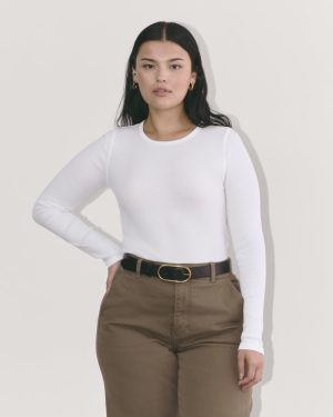 The Luxe Rib Long-Sleeve Crew | White