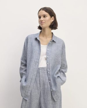 The Must-Have Shirt in Linen | White / Blue