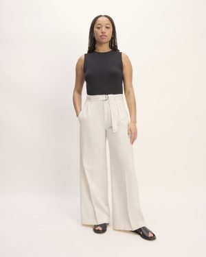 The Pleated Wide-Leg Chino | Bone