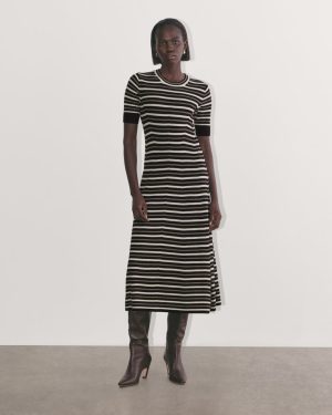 The Ribbed Sweater Dress | Taupe / Canvas / Black