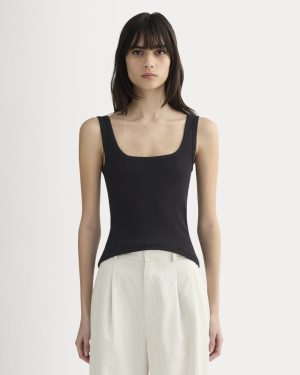 The Luxe Rib Square-Neck Tank | Black