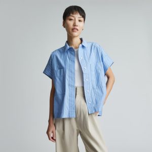 The Short-Sleeve Box Shirt | Mariner Blue / White