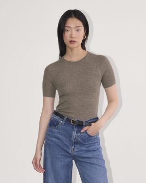 The Sweater Tee in Ultrasoft Merino | Heather Cocoa