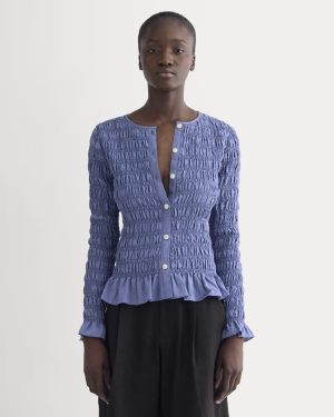 The Smocked Cardigan | Blue Dusk