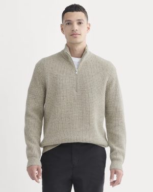 The Felted Merino Half-Zip Sweater | Heather Gravel Donegal