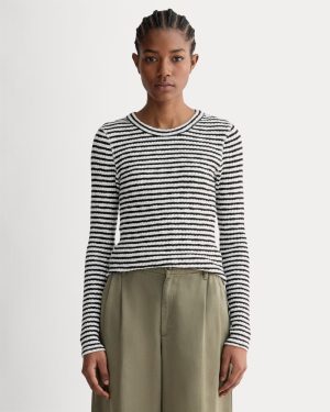 The Cozy Rib Long-Sleeve Tee | Bone / Black
