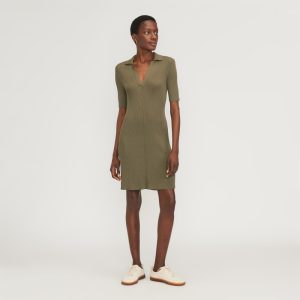 The Ribbed Short-Sleeve Polo Dress | Kalamata