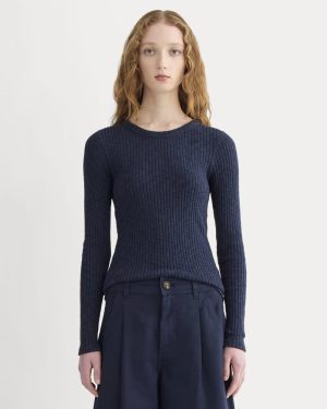 The Cozy Rib Long-Sleeve Tee | Navy