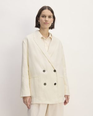 The Linen Double Breasted Blazer | Bone