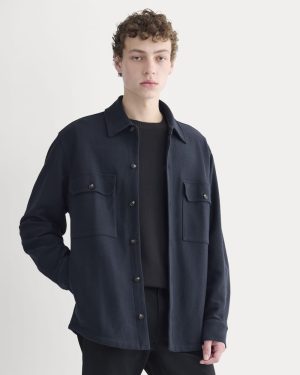 Relaxed Knit Utility Shirt | Navy