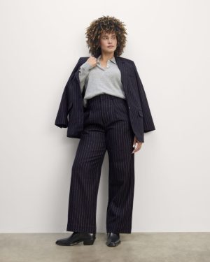 The Draper Pant in Wool | Navy / White